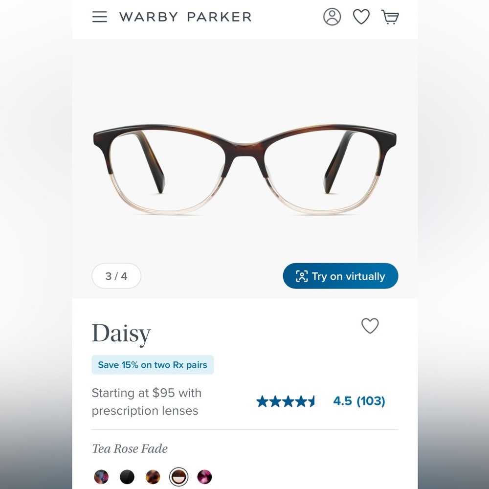 Warby Parker (non-prescription, blue light filtering) glasses